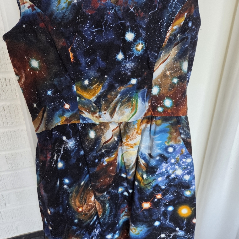 Modcloth Galaxy Universe 100% Cotton Skater Sleeveless Dress Size Small - Picture 2 of 9